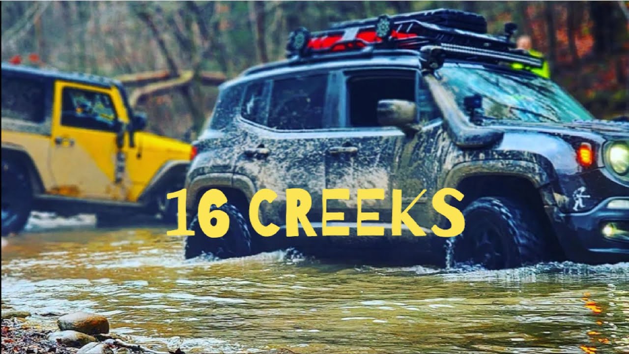 Jeep Renegade off-roading  through 16 Creeks in Middlesboro, KY.