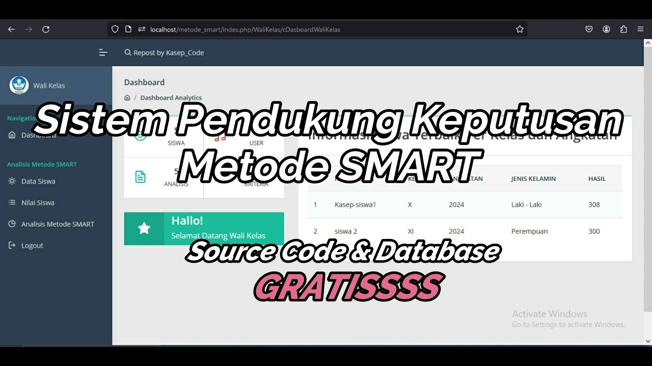 Source Code SPK Metode SMART framework CI3 | SPK Metode Smart Pemilihan Siswa Terbaik | Download SPK