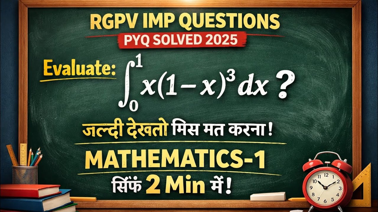 Evaluate ∫₀¹ x(1−x)³ dx | RGPV PYQ Solved 2025 | Mathematics-1 in 2 Minutes