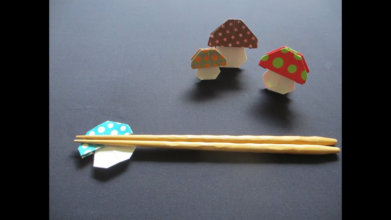 折り紙の箸置き~９月きのこ~ [How to ORIGAMI] mushroom
