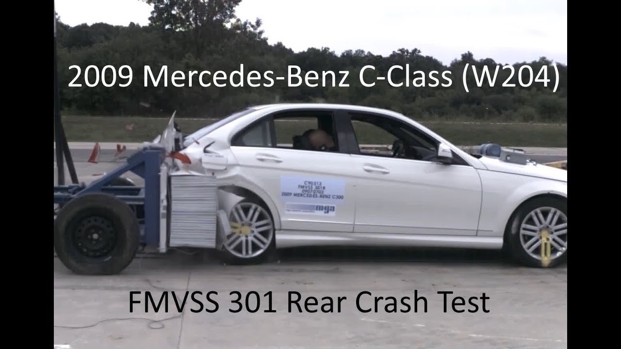2008-2014 Mercedes-Benz C-Class Sedan (C 300 - W204) FMVSS 301 Rear Crash Test (50 Mph)