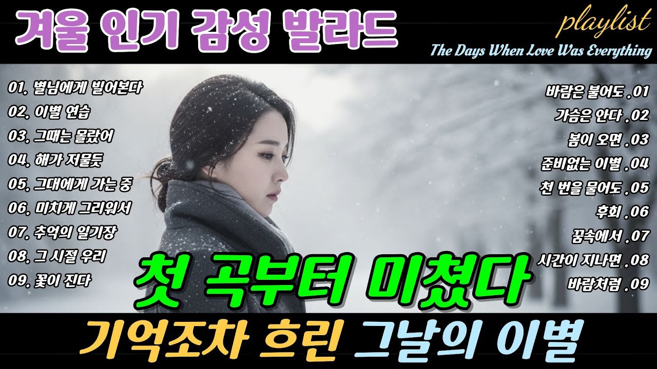 ❄️ 첫 곡부터 미쳤다 🎶 기억조차 흐린 그날의 이별, The Day Even Memories Fade Breakup Ballads | 겨울 감성 이별 발라드 명곡
