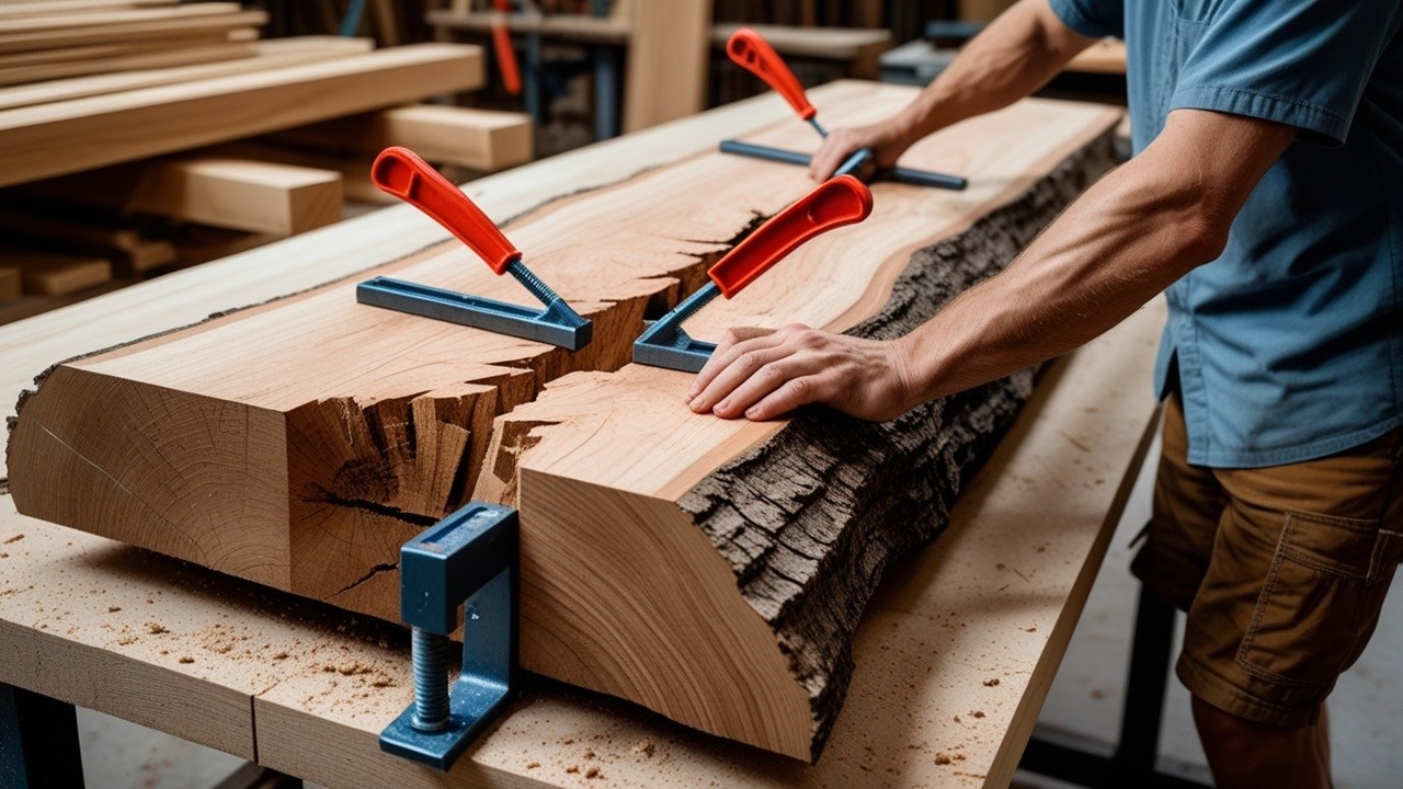Don't Throw Away Big Crack Wood Panels: See How A Master Craftsman Turns It Into A Masterpiece