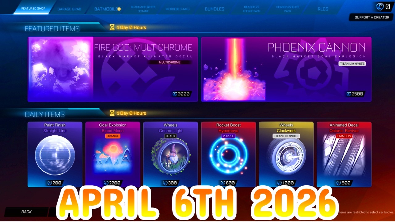 Rocket League ITEM SHOP Daily #493 (6th April 2026)