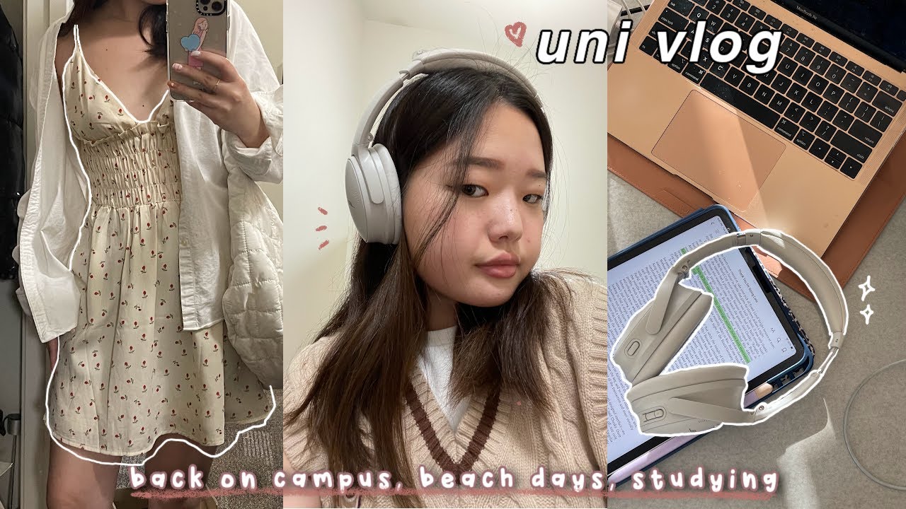 🎧 uni vlog: back in classes, beach day, friends & studying 📓🖤