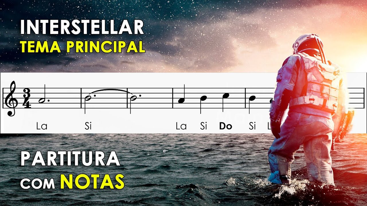 Tema de Interstellar | Partitura com Notas para Flauta Doce, Violino | Hans Zimmer