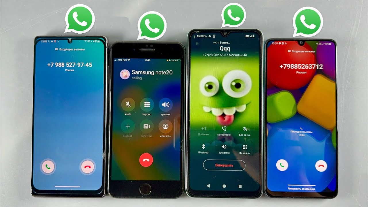 Incoming Call Samsung Galaxy Note 20 + IPhone 8 Plus + Infinix X676C + Samsung Galaxy A32