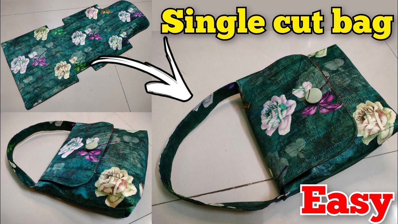 Single cut bag making/ ladies handbag making at home/ bag cutting and stitching/ Tote bag/ sling bag