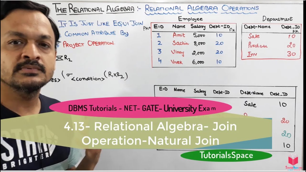 4.13- Inner Join - Natural Join Operation In Relational Algebra In DBMS | Relational Algebra | DBMS