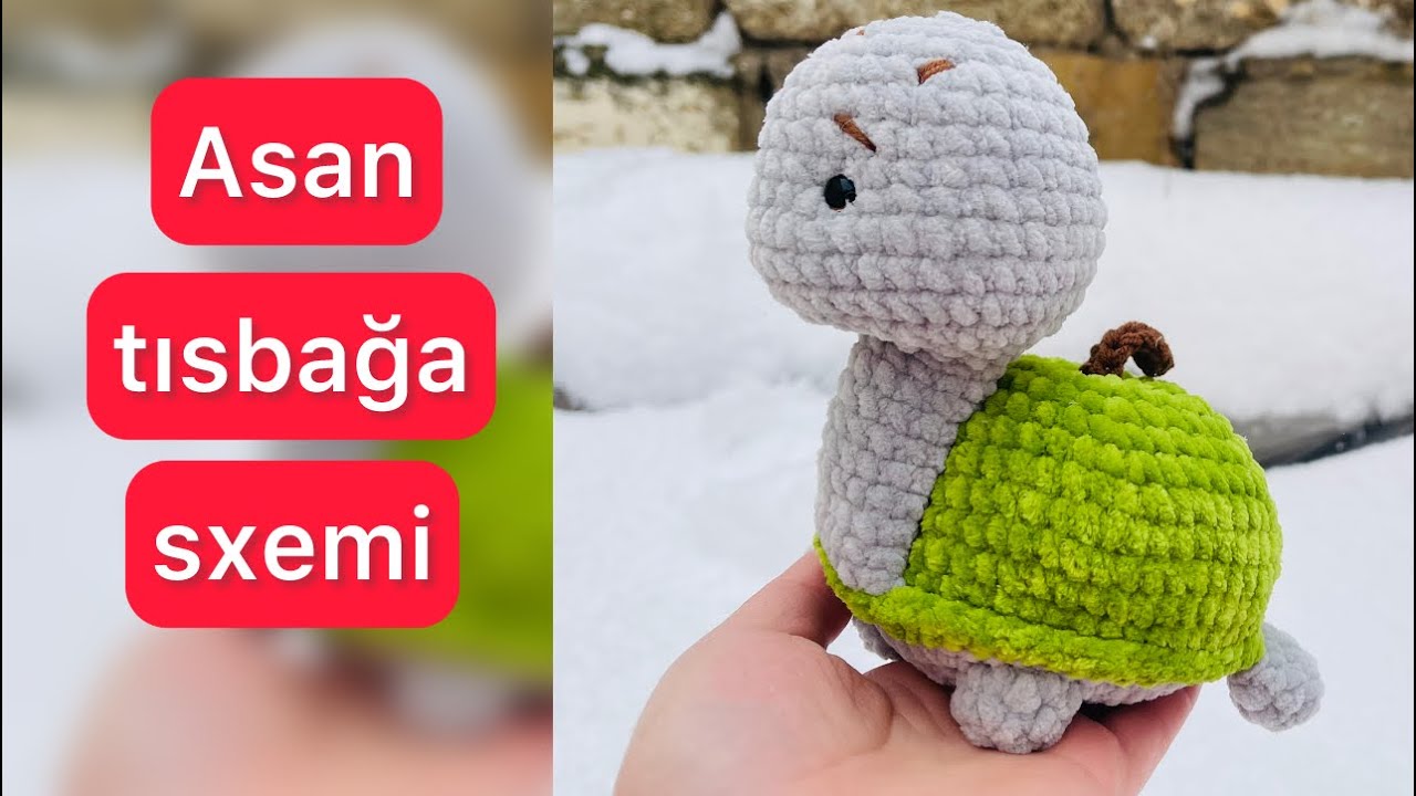 Tosbik tarifi,tosbik yapımı,How to crochet turtle,tısbağa toxumaq,kadife ipten kolay tosbik yapımı