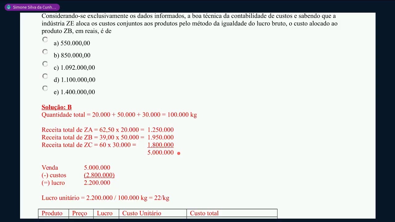 Aula: Produção Conjunta- Correção dos Exercícios - GRAVADA