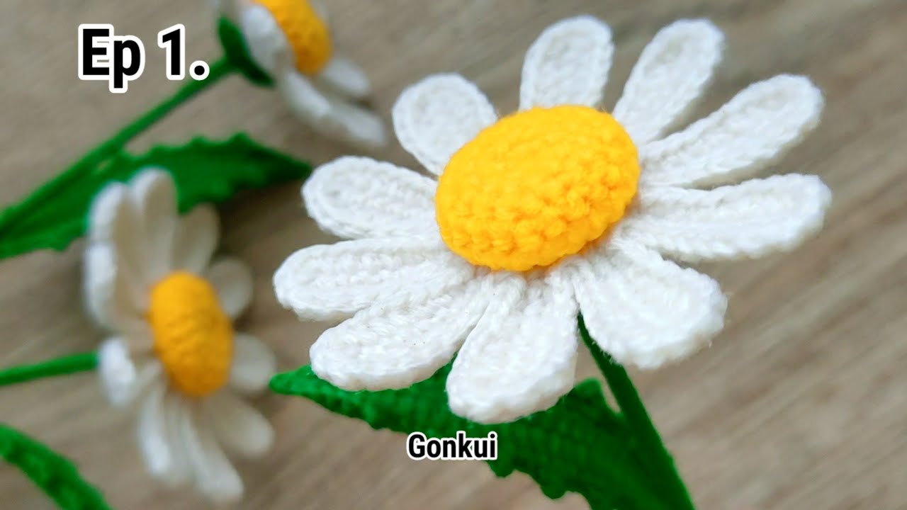 Ep1. Flower 🌼 Crochet Daisy Flower Tutorial step by step | Crochet Flower Bouquet  #crochetflower