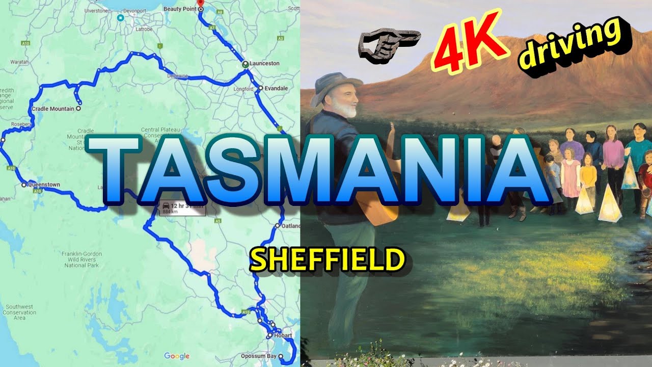 4K TASMANIA, Australia. Part 20 of 22 driving through SHEFFIELD.