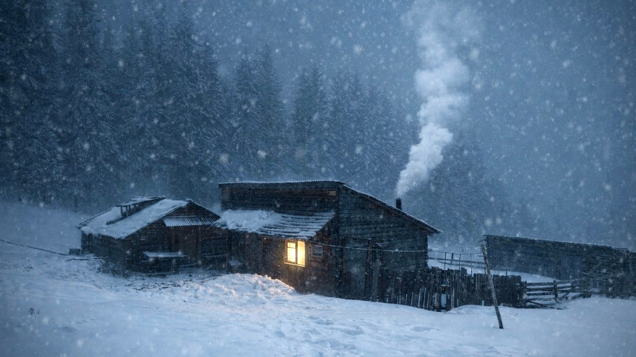 Surviving a Blizzard in a Mountain Hut | Heavy Snowstorm & Wind ASMR