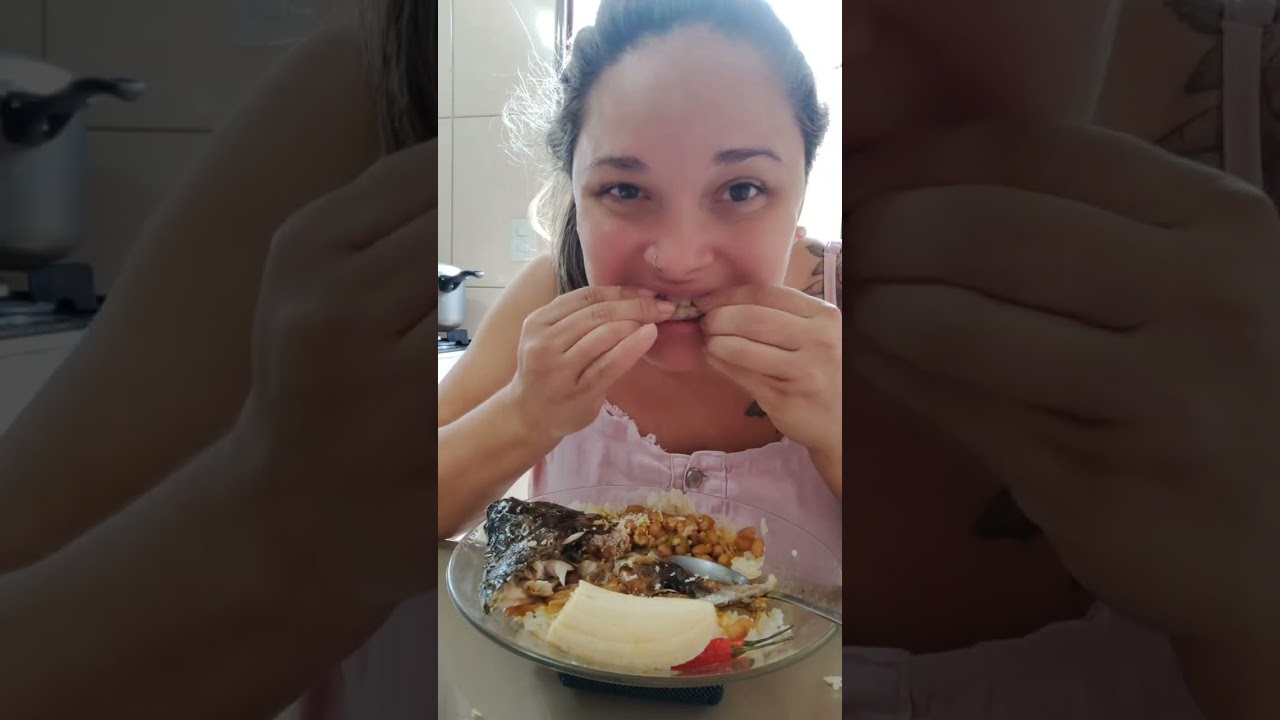 REAL MUKBANG BRASIL: #COMENDOMUITO CABEÇA DE PEIXE 🐟 ARROZ E FEIJÃO, BANANA ,PIMENTA  🌶️