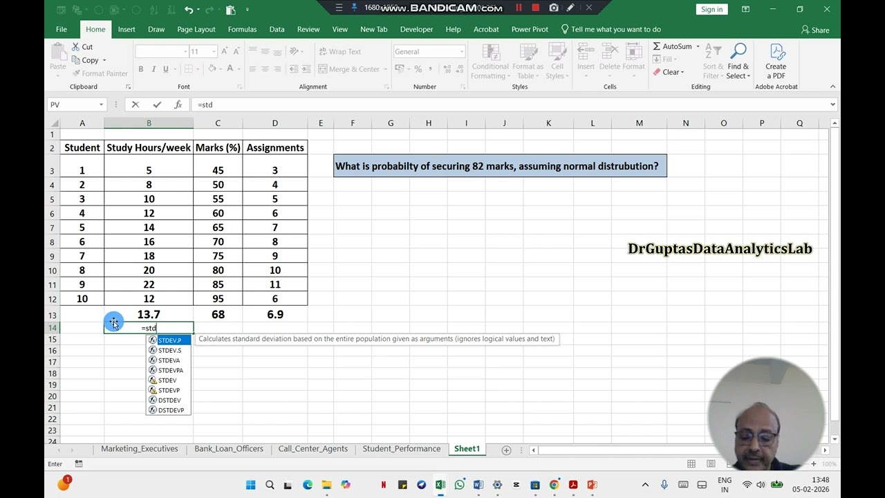 MS Excel Normal Distribution function