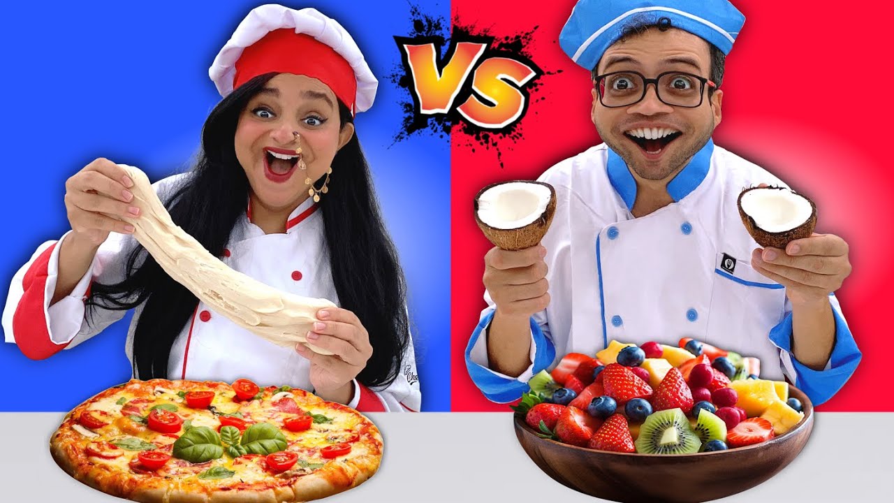 أنا مقابل زوجي في تحدي تحضير الطعام I مشروع جواز