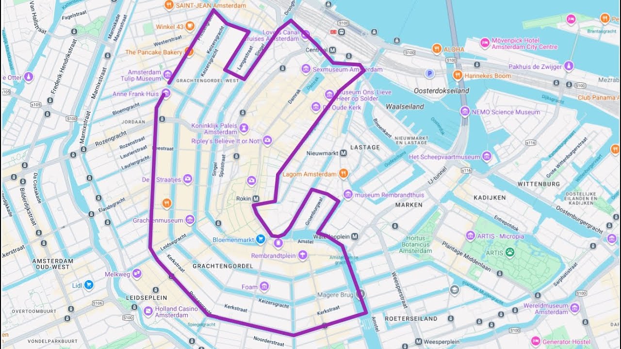 Route from Anne Frank through RedLight