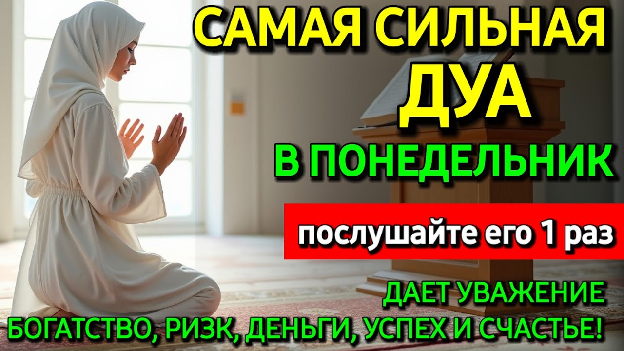 Не пропусти дуа в  ПОНЕДЕЛЬНИК — самые сложные проблемы решатся, ИншаАллах