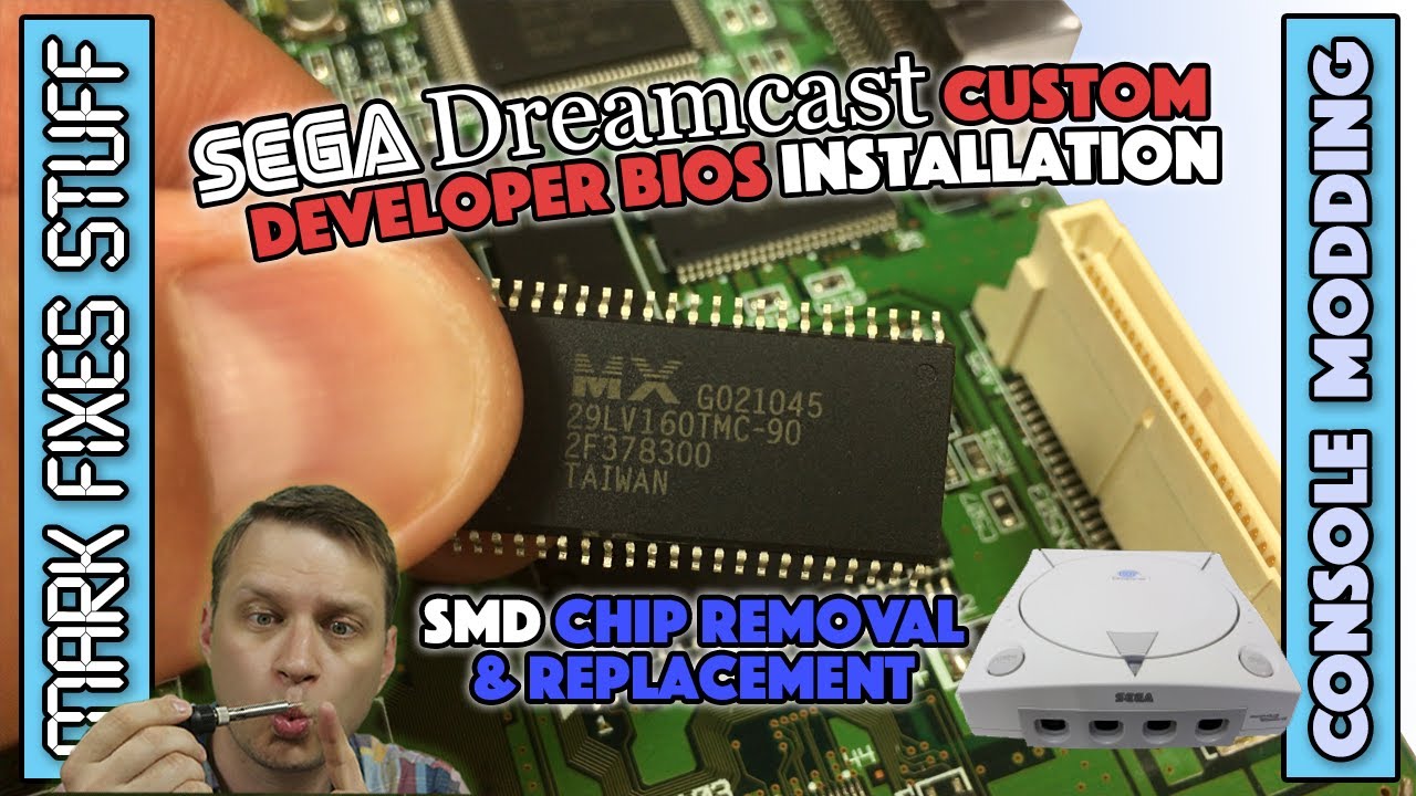 Installing a Sega Dreamcast Custom BIOS - SMD CHIP replacement JAPANESE CAKE!
