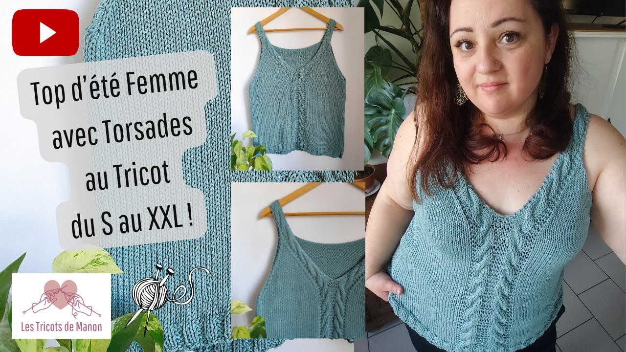 Top d'été Femme avec torsades au Tricot - Du S au XXL