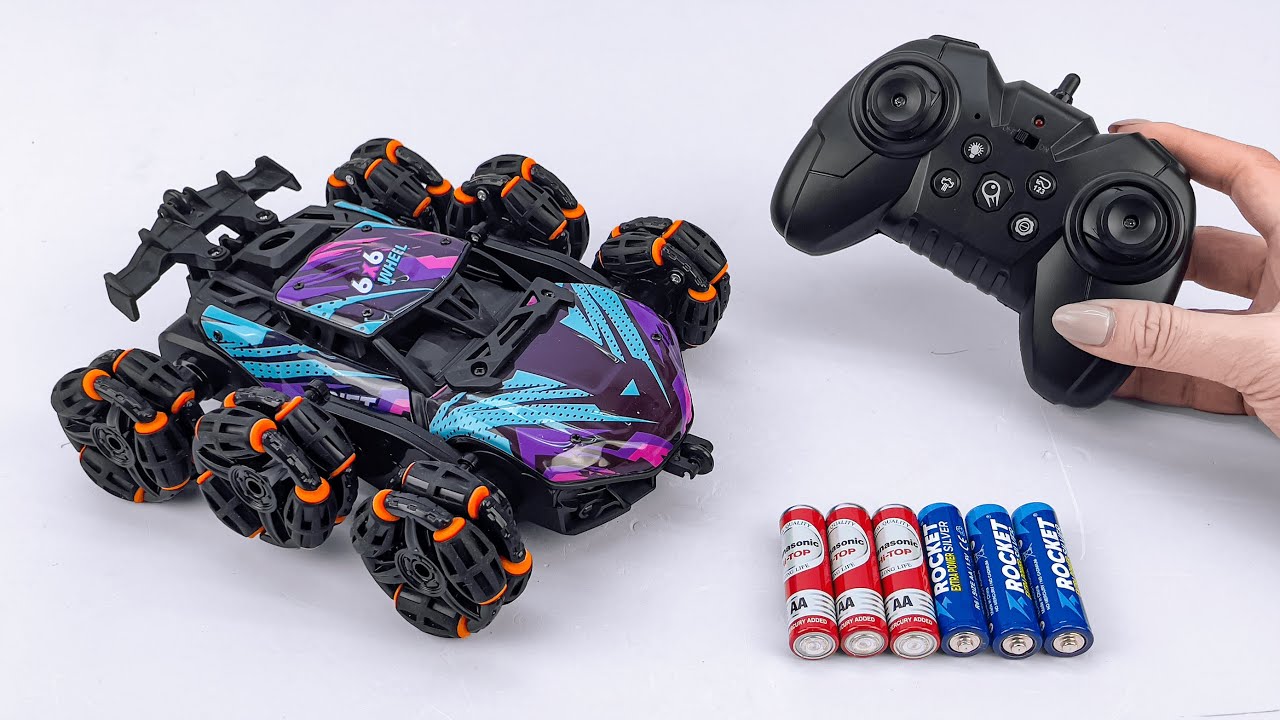 Unboxing RC 6-Wheel Stunt Drift Car, JJRC R4 Cady Wile RC Robot, Gear Simulation Car