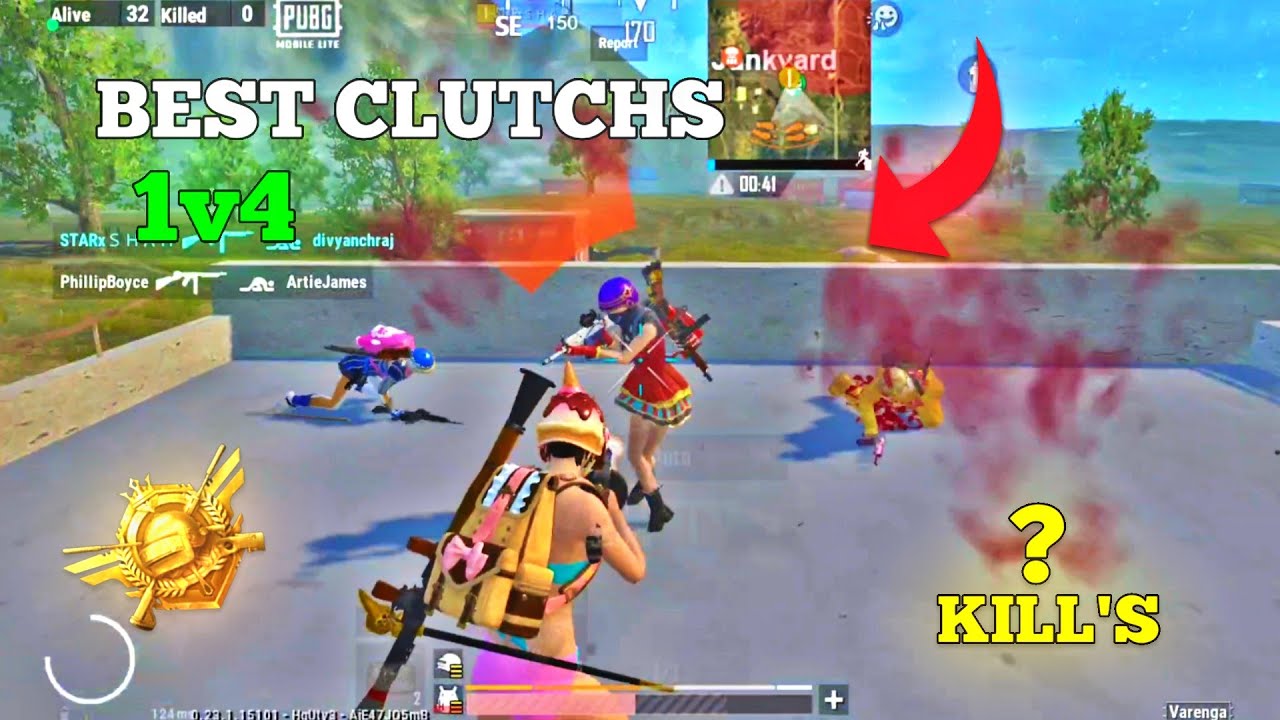 BEST CLUTCHS ⚡1v4 | GAMEPLAY PUBG MOBILE LITE @LcrMavi1 @louwangg @GujjarXyt