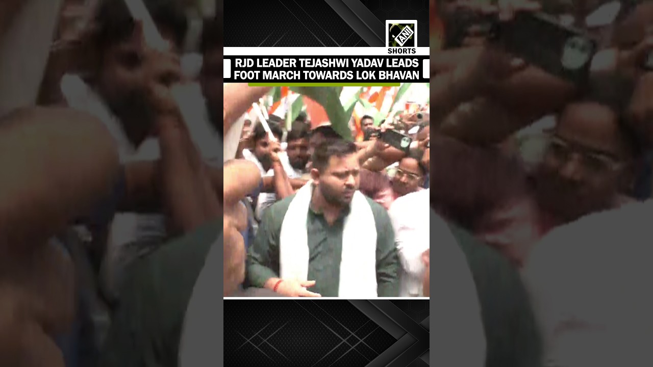 RJD leader Tejashwi Yadav leads foot march in Patna towards Lok Bhavan, raising issues on paper leak