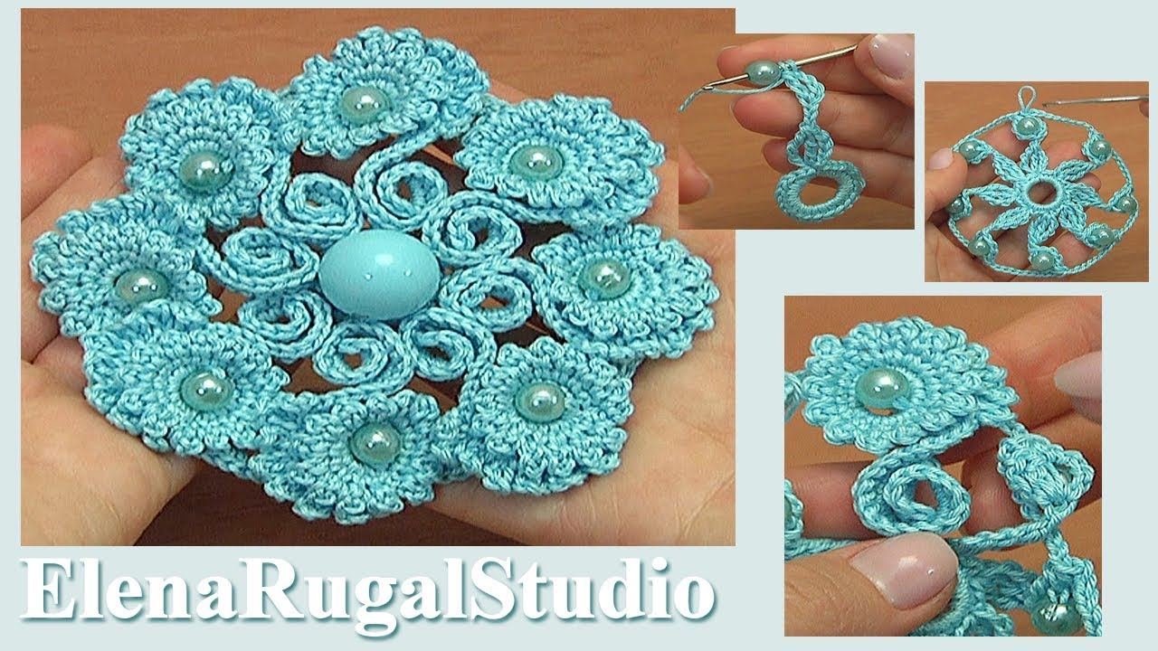 Beautiful Crochet Flower with Beads