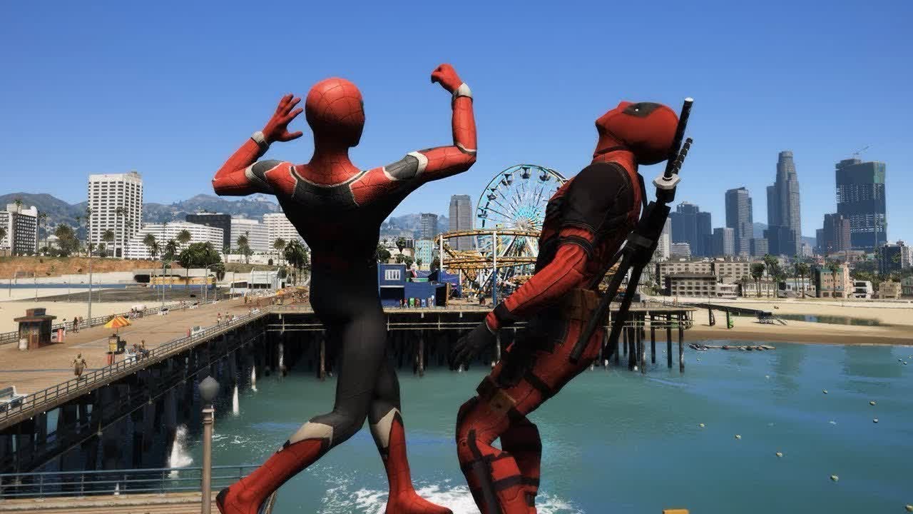 GTA 5 SPIDERMAN vs DEADPOOL Ragdolls #2 (Jumps,Falls,Fails) Superheroes