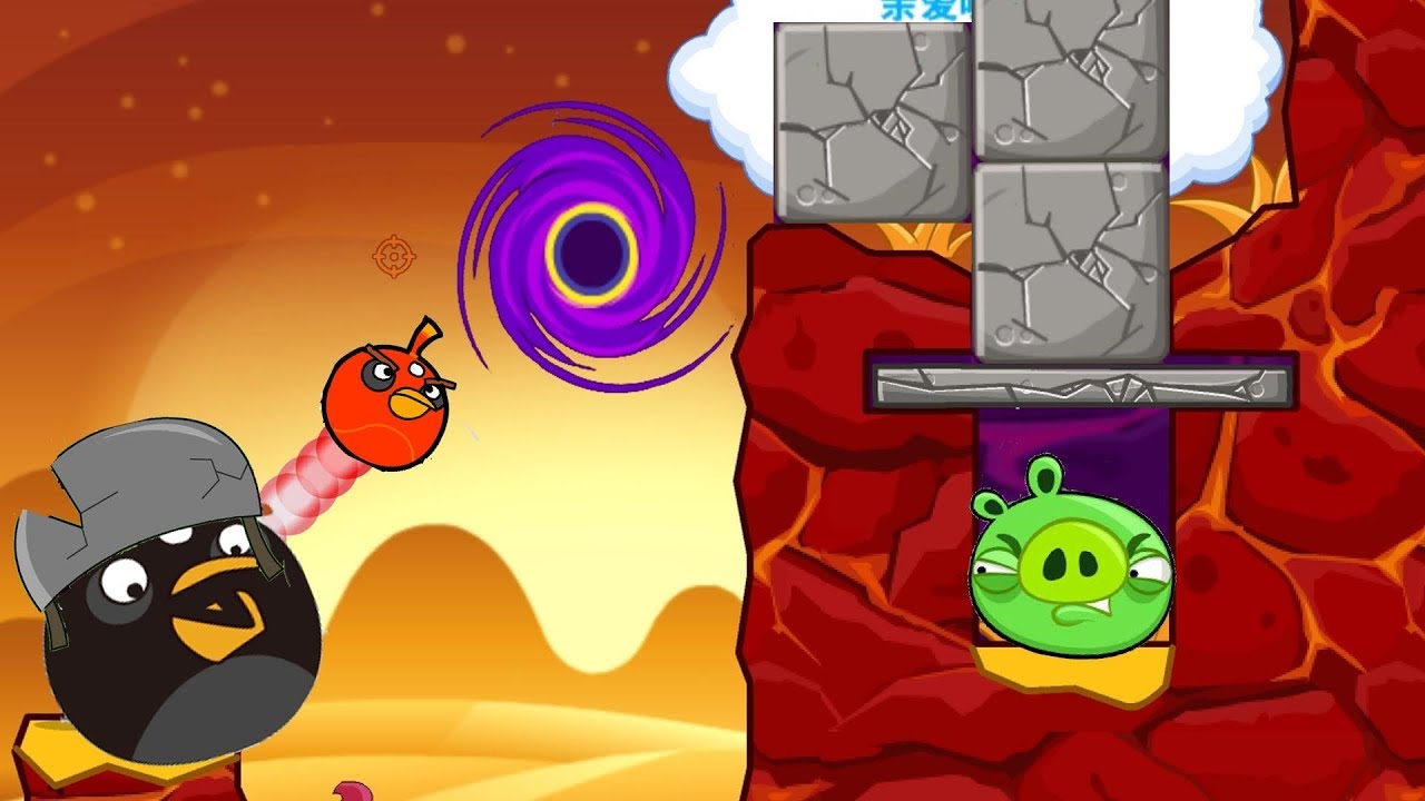 Angry Birds Collection Cannon 3 - THROW BOMBER TO BREAK STONE AND HIT PIGGIES AFTER!
