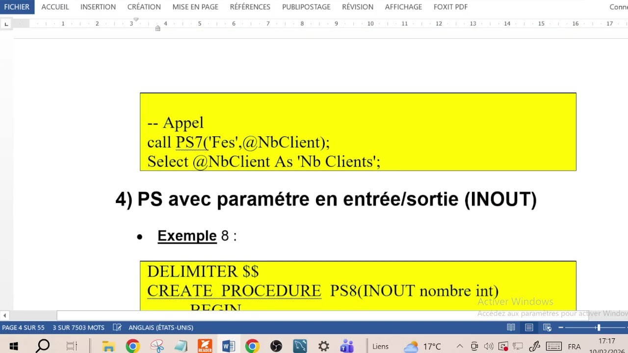 MySQL - Part 2 - Procédures stockées (Stored Procedures) suite