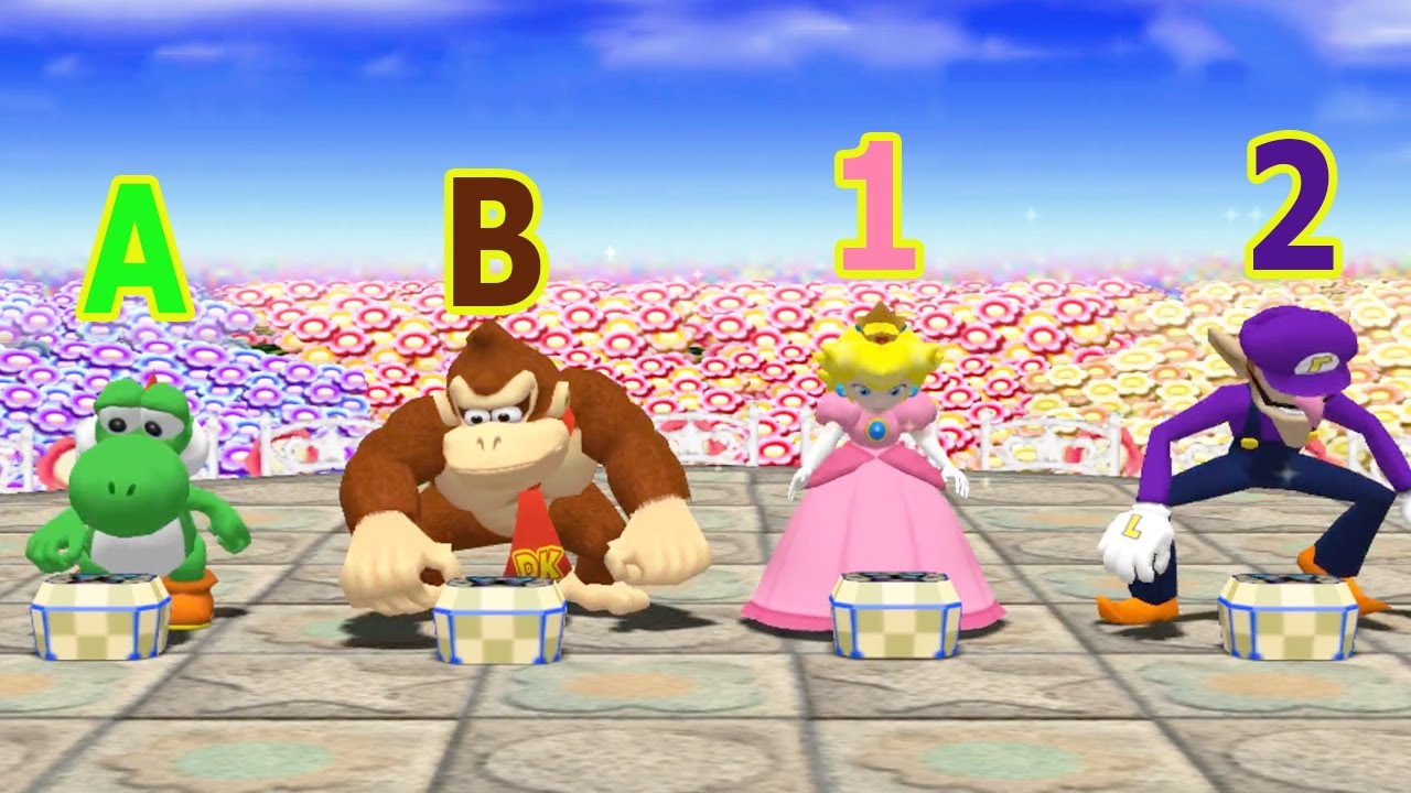 MARIO PARTY 4 - MINIGAME - YOSHI VS DONKEY KONG VS WALUIGI VS PEACH