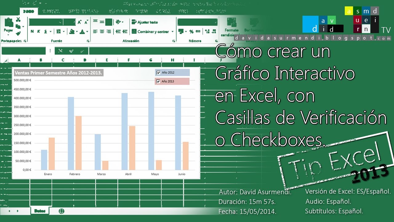 Cómo crear un Gráfico Interactivo en Excel 2013 con Casillas de Verificación o Checkboxes.