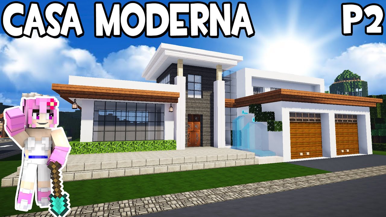 MINECRAFT: CÓMO HACER UNA CASA MODERNA CON FUENTE Y GARAJE |Parte 2| 33