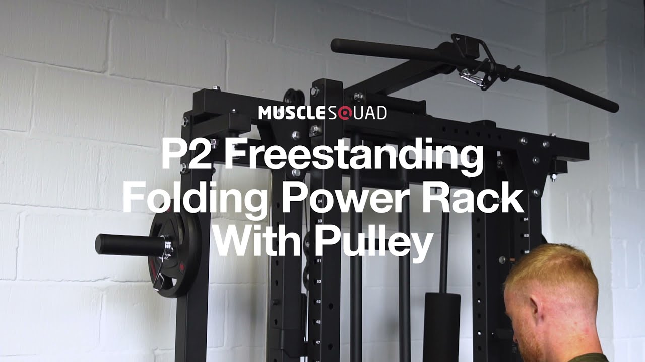 Phase 2 Freestanding Folding Squat Rack w/ Pulley - MuscleSquad