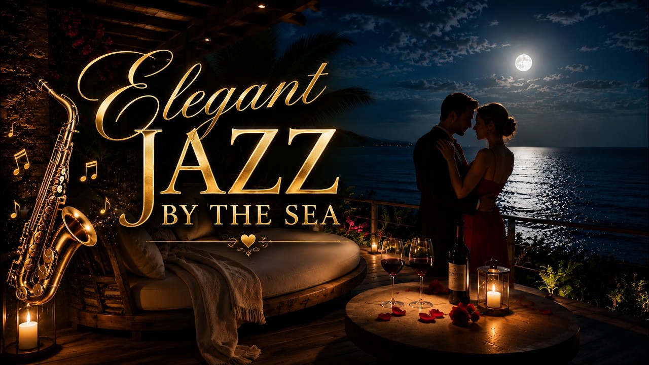 Elegant jazz by the sea | Romantic music and relaxing waves