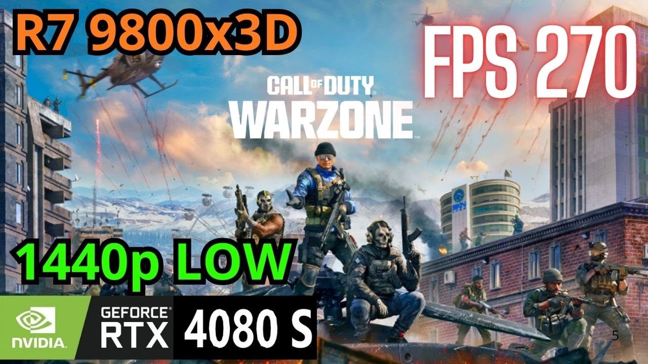 Warzone RTX 4080 SUPER, Ryzen 7 9800x3D, 1440p LOW, verdansk