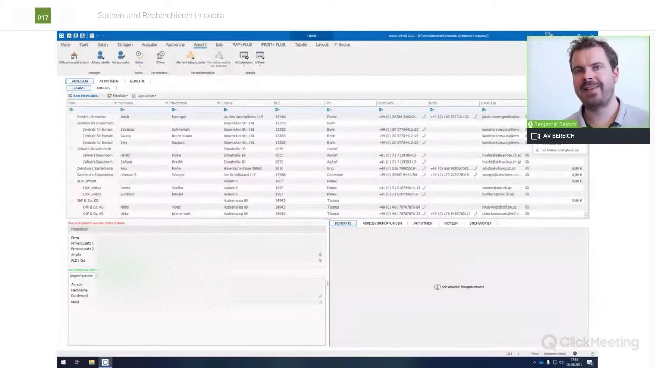 Suchen und Recherchieren in cobra ADRESS PLUS und cobra CRM L&ouml;sungen (Aufzeichnung)