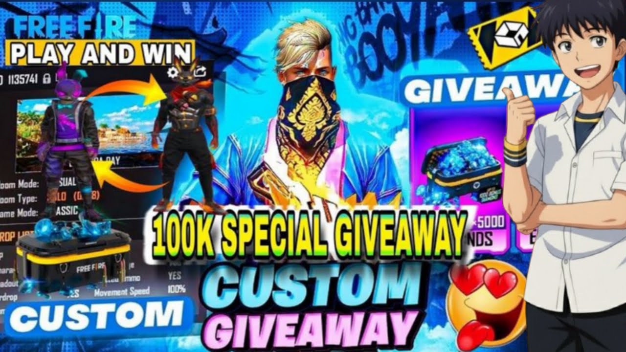 🔴 LIVE: 100K SPECIAL GIVEAWAY 🎁 | CUSTOM ROOMS & FREE DIAMONDS | FF LIVE