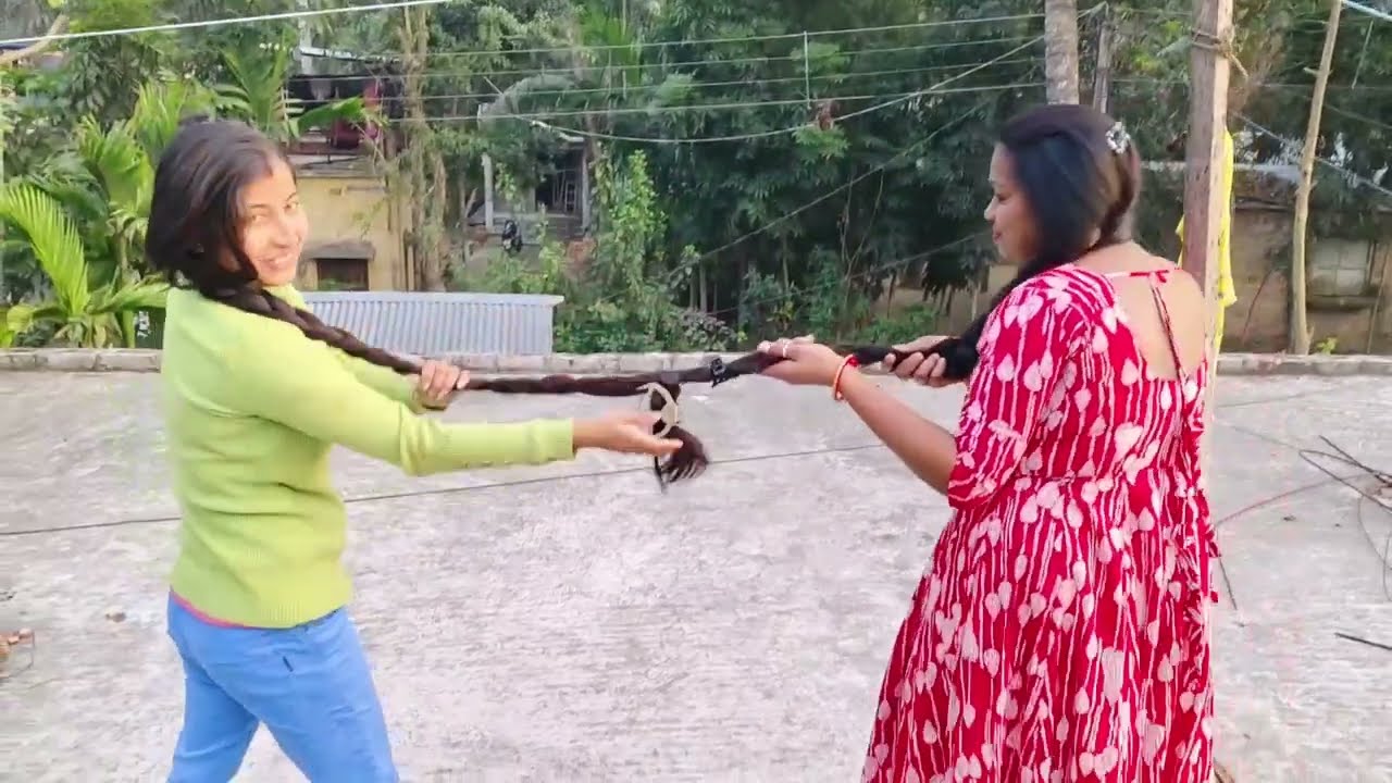 Each other hair braid making || each other braid pulling ||