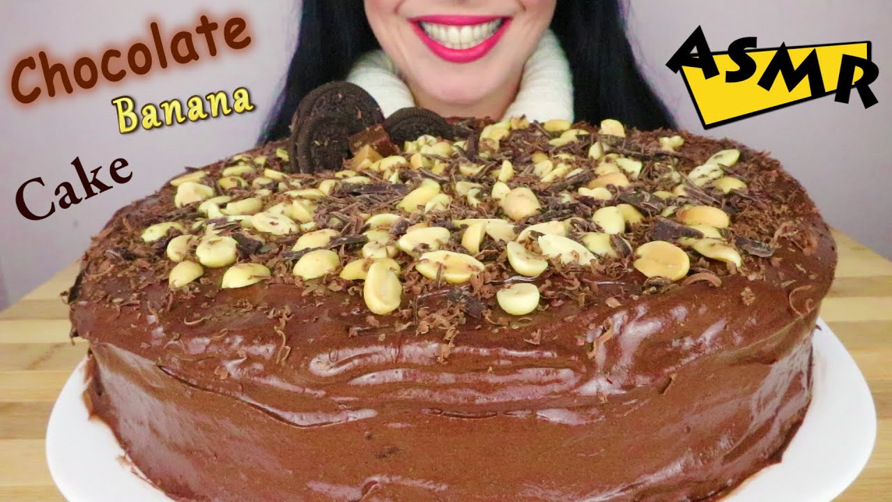 CHOCOLATE BANANA MOUSSE CAKE  - CREAMY & SYRUPY 🎂 | No Talking | ASMR Mukbang - 먹방 | Eating Sounds