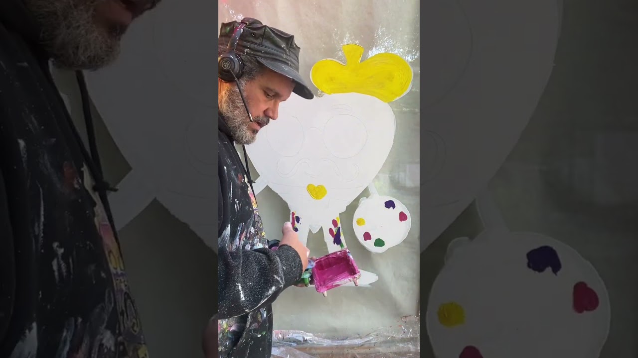 How to paint a cool hart with a roller window painting tutorial 