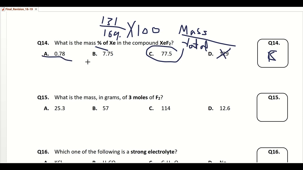 General Chemistry I (CHEM111) Final Revision Part 2