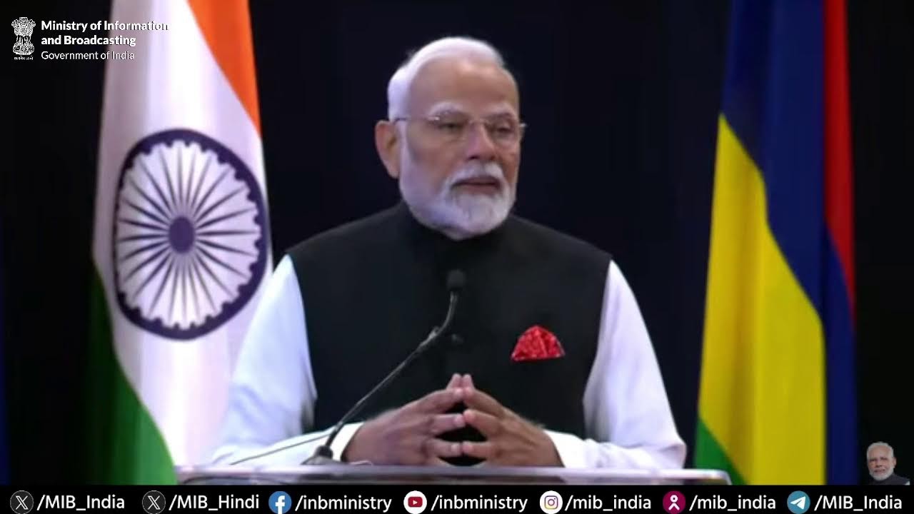 PM Narendra Modi and PM Ramgoolam at the joint press meet in Mauritius