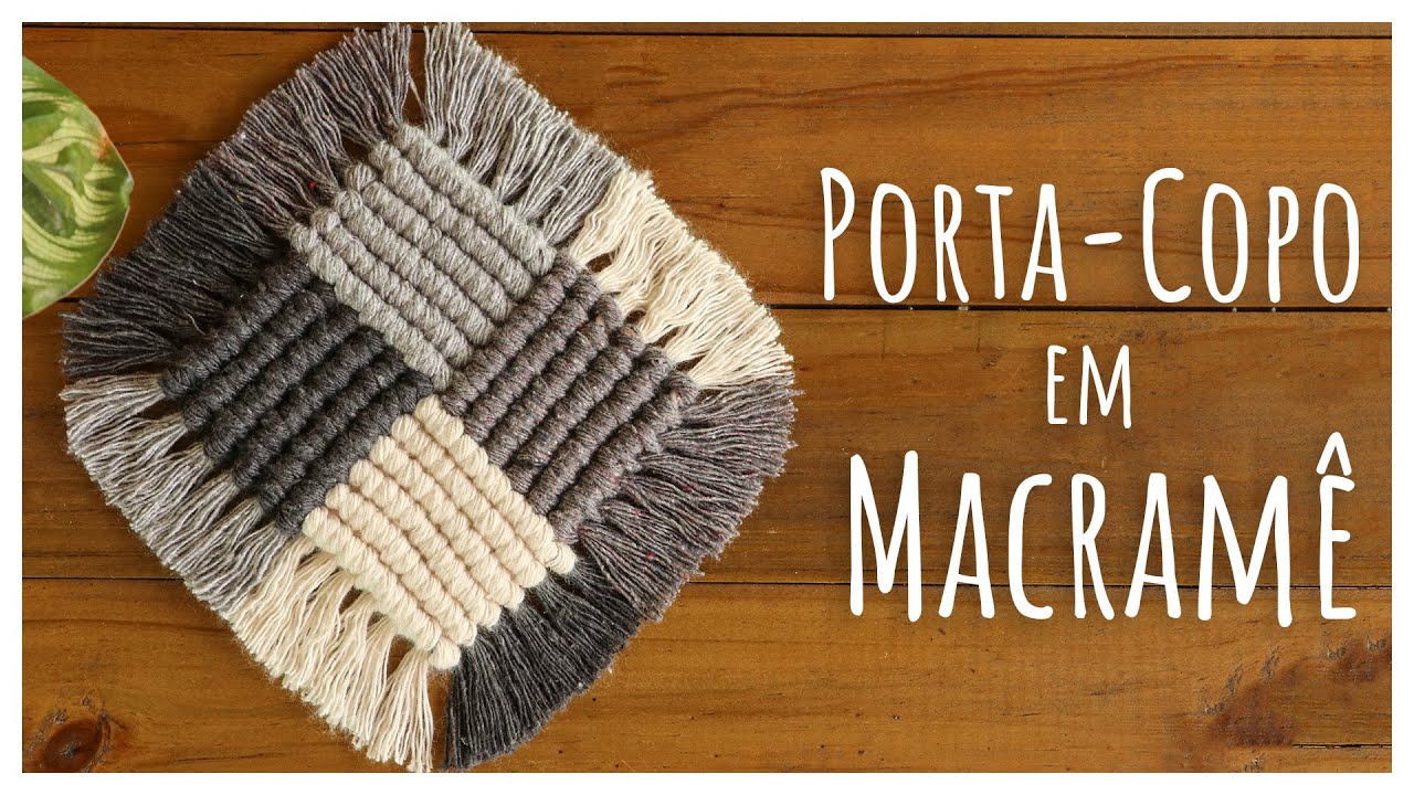 🌈 Porta-Copo em Macramê – Combinação de 4 Cores com Nó Festonê!