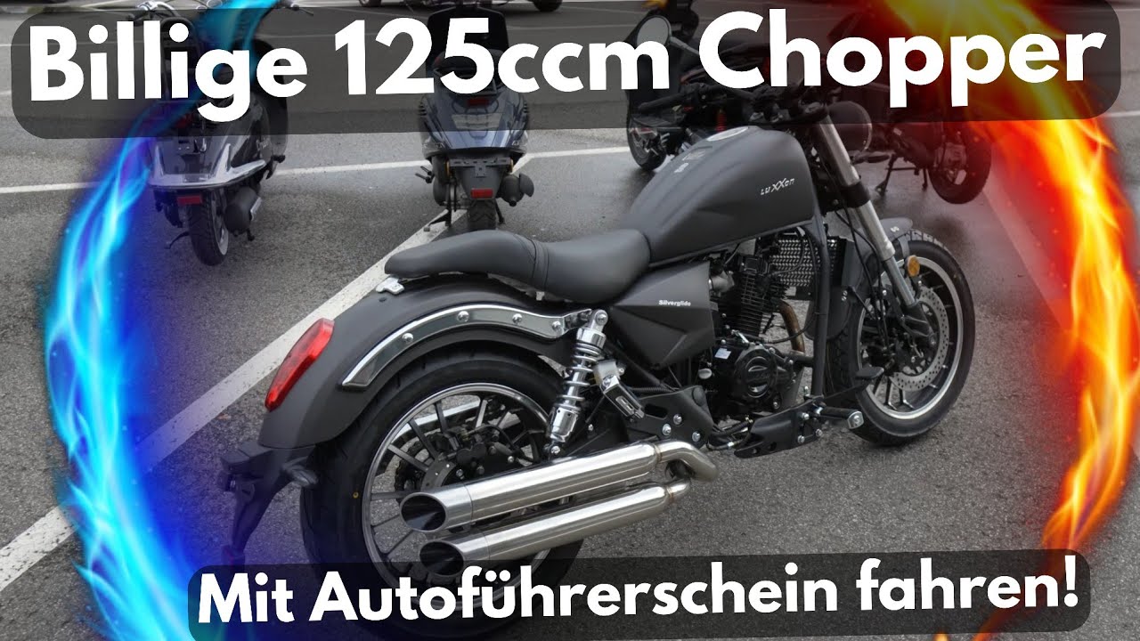 125ccm BILLIGER CHINA CHOPPER B196 - MIT AUTO-FÜHRERSCHEIN: Motorrad 2024 Luxxon Silverglide 125ccm
