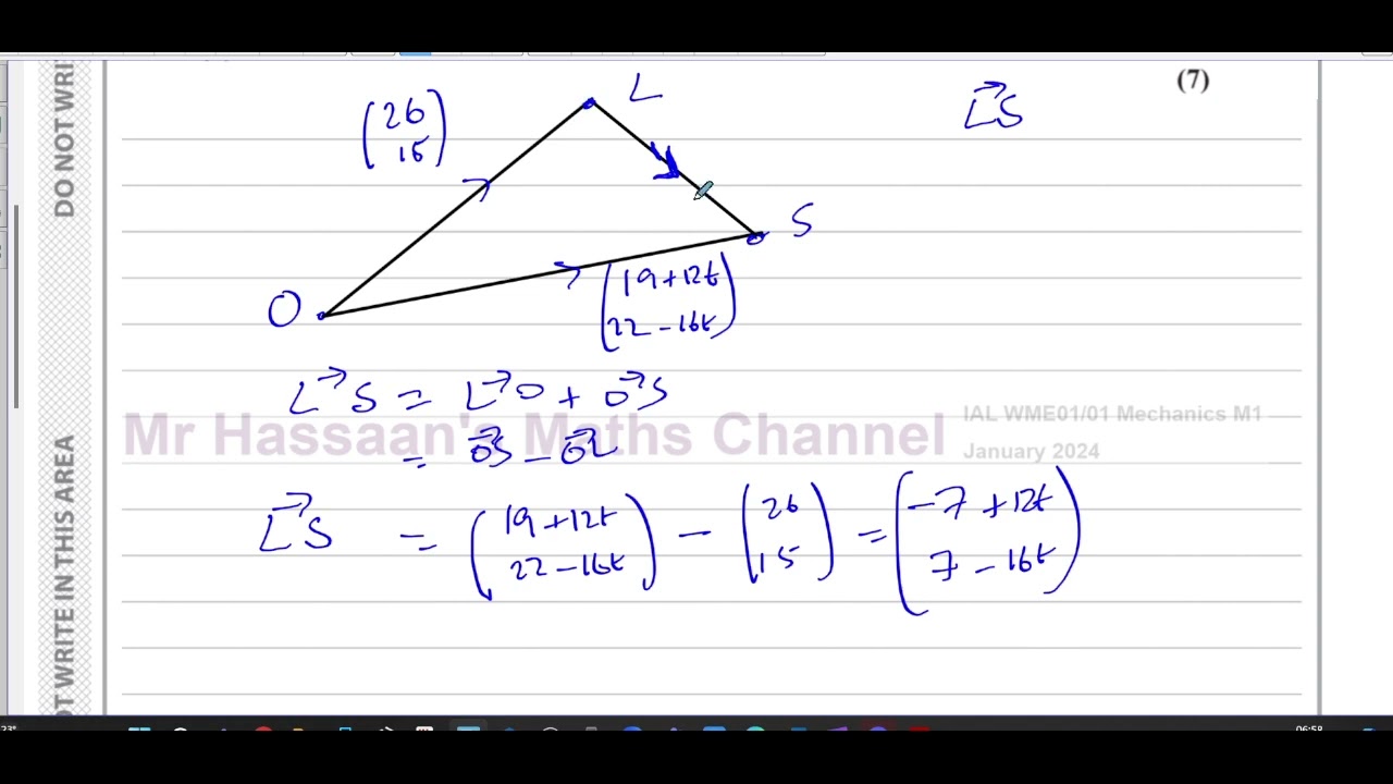 WME01/01, (Edexcel), IAL, M1, January 2024, Q7, Vectors, Position Vectors, Speed, Distance
