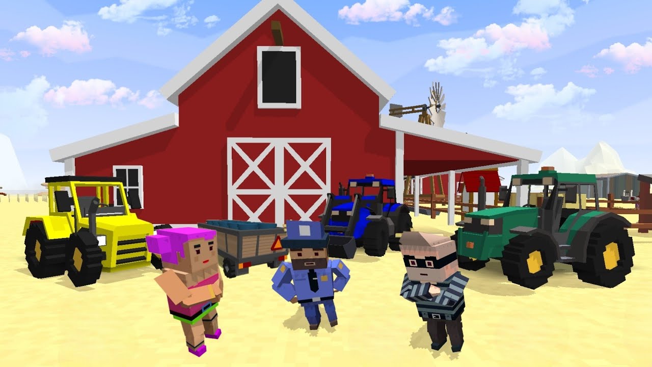 Robber stole crude oil from Miss Pink and she called the police | Blocky Farming & Racing Simulator