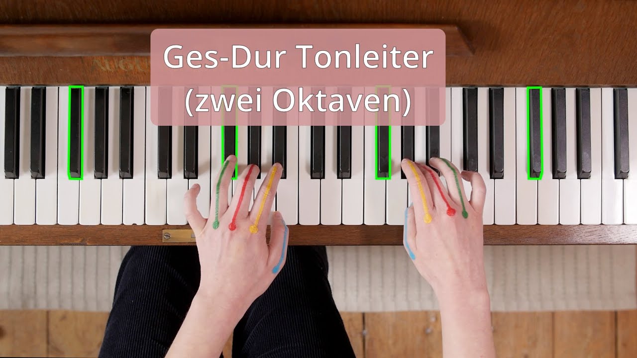 Die Ges-Dur Tonleiter - gespielt über 2 Oktaven - einzeln und beidhändig